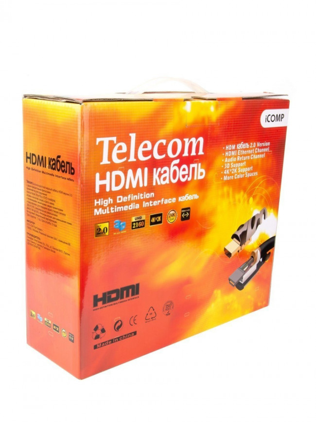 Кабель HDMI-19M --- HDMI-19M ver 2.0 4K*30Hz, 20m 2F Telecom Pro <TCG220F-20M> VCOM HDMI (m) - HDMI (m) 20м