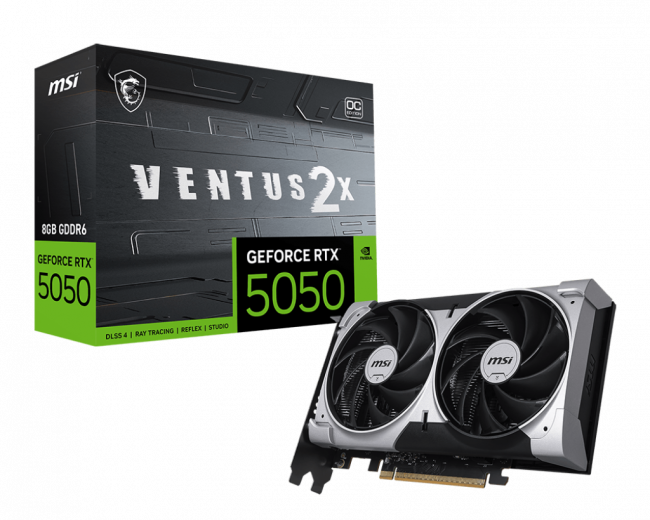 Видеокарта MSI GeForce RTX 5050 8G VENTUS 2X OC — для бизнеса и офиса