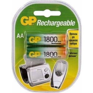 Перезаряжаемые аккумуляторы GP 180AAHC AA, емкость 1800 мАч - 2 шт. в клемшеле GP 180AAHC AA (4891199042720)