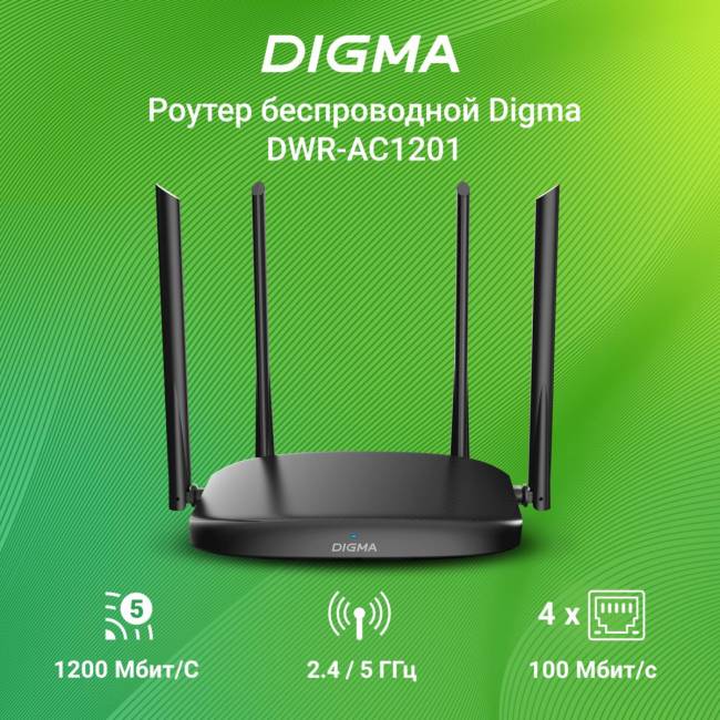 Роутер беспроводной Digma DWR-AC1201 — для бизнеса и офиса