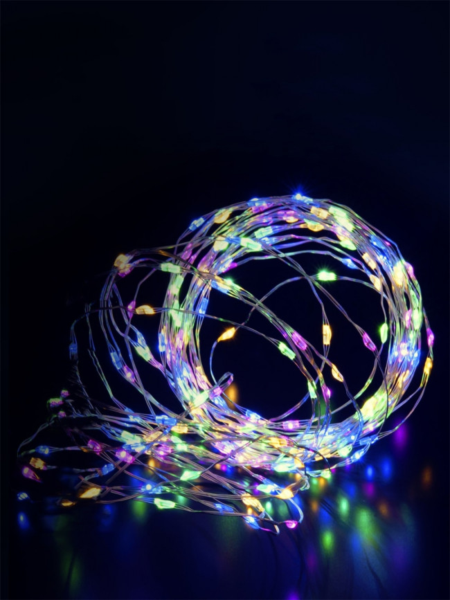 Гирлянда Гирлянда 20LED CR2032, 1 режим, 2 м, медь, разноцветная