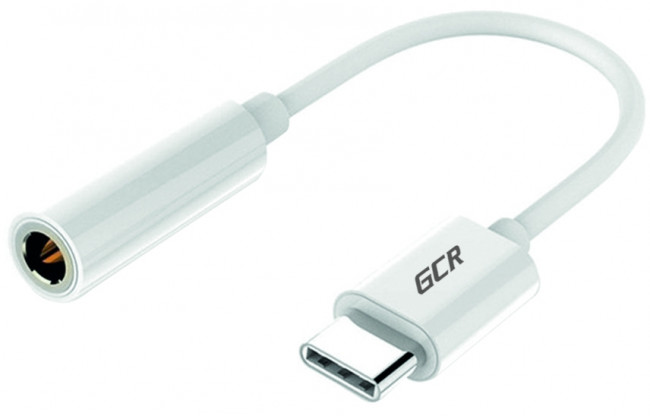 GCR Переходник USB Type C > 3.5mm mini jack, гибкий, белый, GCR-UC2AUXF Greenconnect USB 3.2 Type-C (m) - mini jack 3.5 mm (f) — для бизнеса и офиса