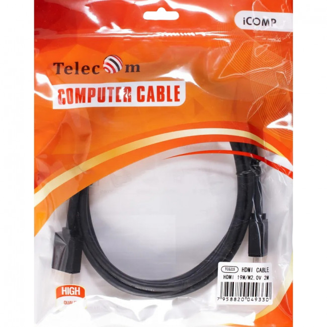 Кабель HDMI-19M --- HDMI-19M ver 2.0+3D/Ethernet ,2m Telecom <TCG215-2M> Кабель Telecom HDMI (m)/HDMI (m) - 2 м (TCG215-2M)