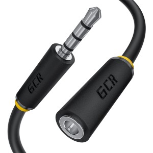GCR Удлинитель для гарнитуры 0.15m jack 3,5mm/jack 3,5mm черный, желтая окантовка, 28AWG, M/F, GCR-53262 Greenconnect jack 3,5mm (m) - jack 3,5mm (f) 3.5  0.15м черный