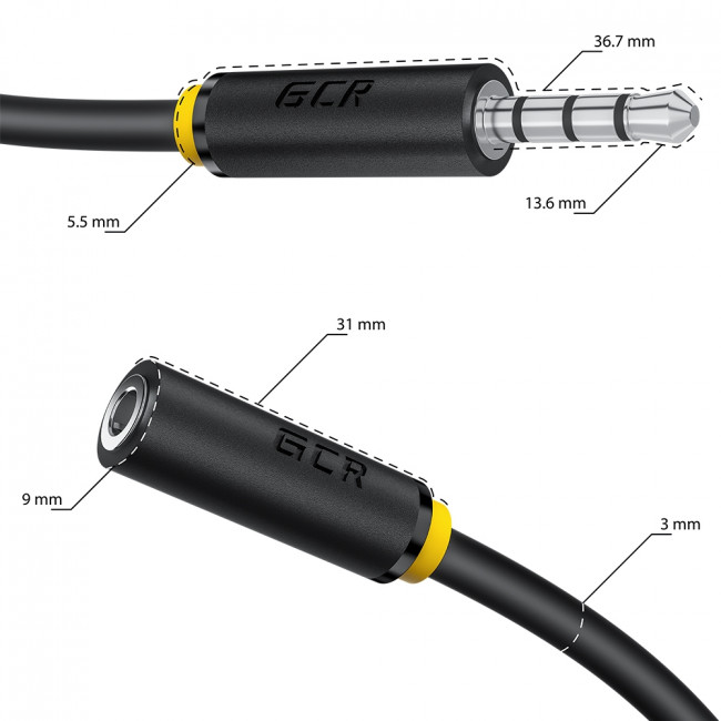 GCR Удлинитель для гарнитуры 0.15m jack 3,5mm/jack 3,5mm черный, желтая окантовка, 28AWG, M/F, GCR-53262 Greenconnect jack 3,5mm (m) - jack 3,5mm (f) 3.5 0.15м черный GCR Удлинитель для гарнитуры 0.15m jack 3,5mm/jack 3,5mm черный, желтая окантовка, 28AWG, M/F, GCR-53262 Greenconnect jack 3,5mm (m) - jack 3,5mm (f) 3.5 0.15м черный