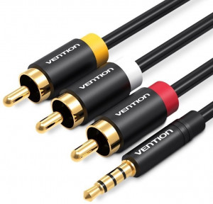 Кабель Vention аудио Jack 3,5 mm M/3RCA M - 1.5м Чёрный Vention VAB-R07-B150 Jack 3,5 mm M / 3RCA M
