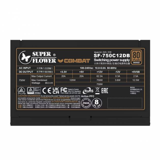Блок питания 750Вт Super Flower Combat DB 750W ATX3.1 (SF-750C12DB) — для бизнеса и офиса Блок питания 750Вт Super Flower Combat DB 750W ATX3.1 (SF-750C12DB) — для бизнеса и офиса