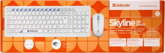 Defender Беспроводной набор Skyline 895 RU,белый,мультимедийный USB Defender Skyline 895 — для бизнеса и офиса