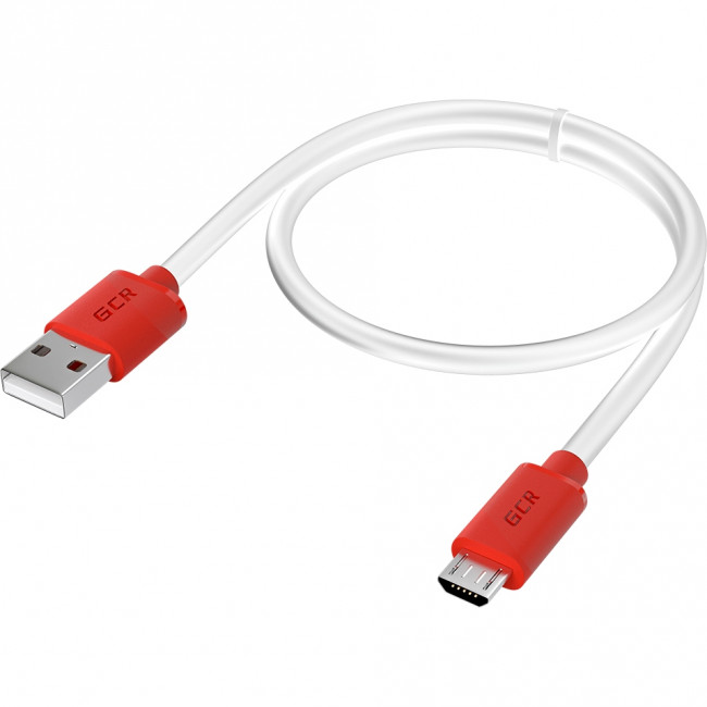 GCR Кабель 1.5m MicroUSB, белый, красные коннекторы, быстрая зарядка, 28/24 AWG, GCR-53216 Кабель Greenconnect 1.5 м (GCR-53216)