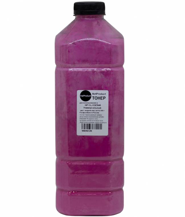 Тонер NetProduct Универсальный для HP CLJ E87640, M, 500 г, банка — для бизнеса и офиса