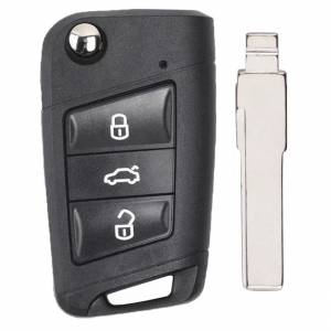 Корпус выкидного ключа VOLKSWAGEN MQB 3 кнопки HU-HAA HU66, с лого