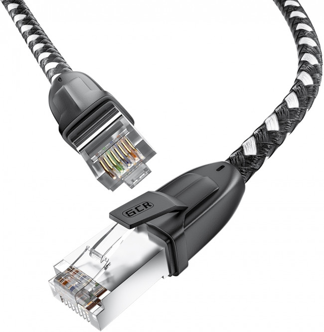 GCR Патч-корд PROF прямой 5.0m, UTP медь кат.6, STRONG черно-белый нейлон, ethernet high speed 10 Гбит/с, T568B, GCR-52779 Greenconnect RJ45(m) - RJ45(m) Cat. 6 UTP нейлон 5.0м чёрно-белый — для бизнеса и офиса GCR Патч-корд PROF прямой 5.0m, UTP медь кат.6, STRONG черно-белый нейлон, ethernet high speed 10 Гбит/с, T568B, GCR-52779 Greenconnect RJ45(m) - RJ45(m) Cat. 6 UTP нейлон 5.0м чёрно-белый — для бизнеса и офиса