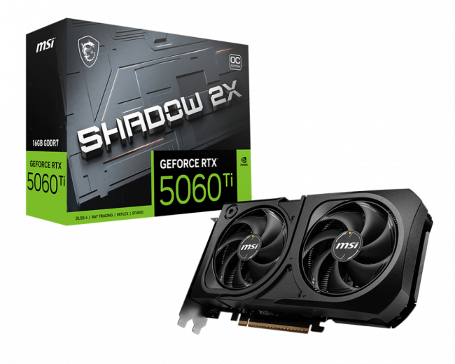 Видеокарта MSI GeForce RTX 5060 Ti 16G SHADOW 2X OC PLUS — для бизнеса и офиса