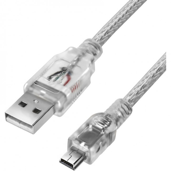 GCR Кабель 0.3m USB 2.0, AM/mini 5P, прозрачный, 28/28 AWG, экран, армированный, морозостойкий, GCR-UM1M5P-BB2S-0.3m Кабель Greenconnect 0.3 м (GCR-UM1M5P-BB2S-0.3m)