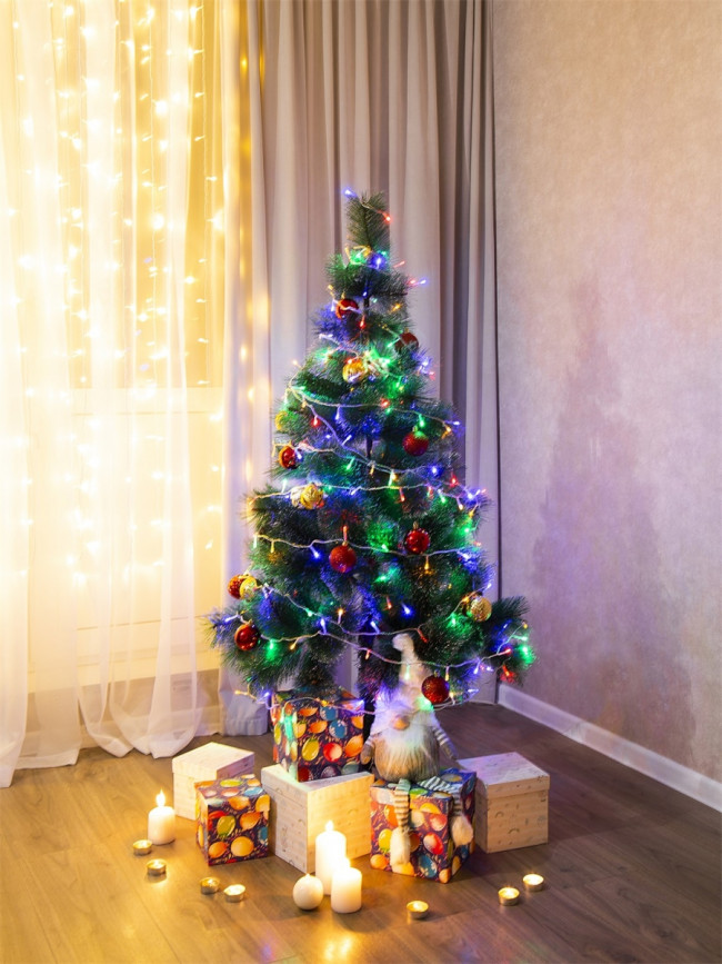 Гирлянда Гирлянда 100LED 220V, 8 режимов, 10 м, нить, разноцветная