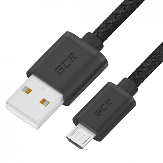GCR Кабель 0.5m MicroUSB, быстрая зарядка, черный нейлон, GCR-54084 Кабель Greenconnect 0.5 м (GCR-54084) — для бизнеса и офиса