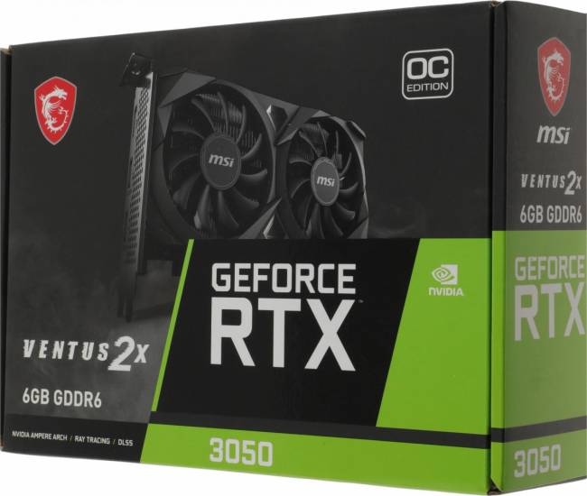 Видеокарта MSI RTX 3050 VENTUS 2X E 6G OC — для бизнеса и офиса Видеокарта MSI RTX 3050 VENTUS 2X E 6G OC — для бизнеса и офиса