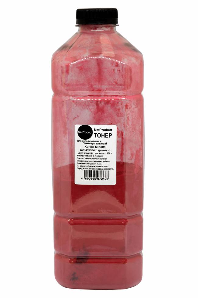 Тонер NetProduct Универсальный для Konica Minolta C284/C364 с девелоп., M, 500 г, канистра — для бизнеса и офиса
