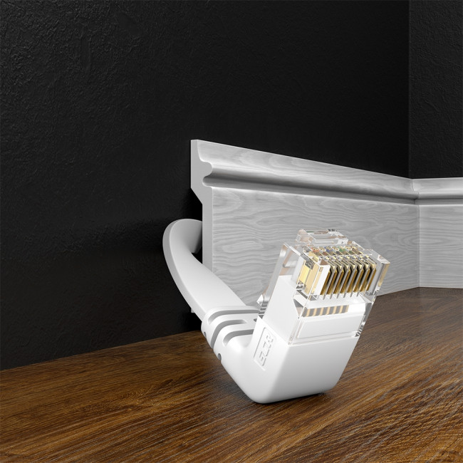 GCR Патч-корд PROF плоский 2.0m, UTP медь кат.6, белый, верхний угол, ethernet high speed 10 Гбит/с, RJ45, T568B Greenconnect GCR-54630 — для бизнеса и офиса