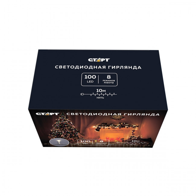 Гирлянда Гирлянда 100LED 220V, 8 режимов, 10 м, нить, белый