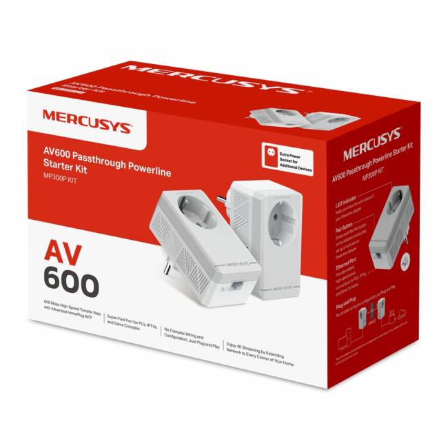 AV600 Комплект адаптеров Powerline с розеткой Mercusys Technologies CO MP300P KIT — для бизнеса и офиса AV600 Комплект адаптеров Powerline с розеткой Mercusys Technologies CO MP300P KIT — для бизнеса и офиса