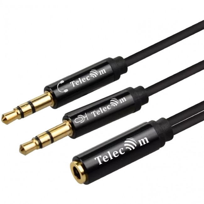 Кабель-адаптер  2*3.5ST(M)/3.5 ST(F), 0.2м, Telecom PRO <TAV205M-0.2M> Адаптер-переходник Telecom Jack 3.5 mm F/2 x Jack 3.5 mm M (TAV205M-0.2M)