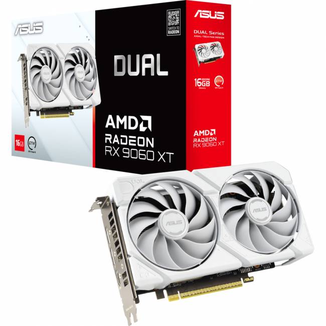 Видеокарта ASUS DUAL-RX9060XT-16G-WHITE (90YV0LG3-M0NA00) — для бизнеса и офиса
