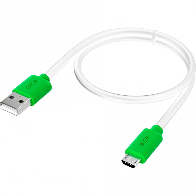 GCR Кабель 1.0m MicroUSB, белый, зеленые коннекторы, быстрая зарядка, 28/24 AWG, GCR-53226 Кабель Greenconnect 1.0 м (GCR-53226)