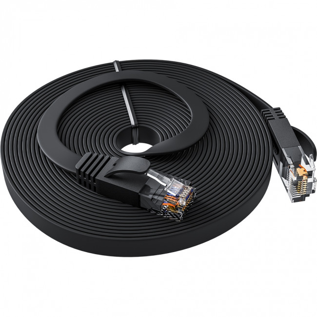 GCR Патч-корд 20.0m PROF плоский прямой кат.7 ethernet, медь, черный, RJ45, T568B, GCR-53182 Greenconnect GCR-53182 кат.7, 20 м