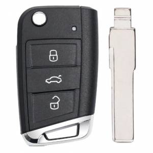 Корпус выкидного ключа VOLKSWAGEN MQB 3 кнопки HU-HAA HU66, с лого