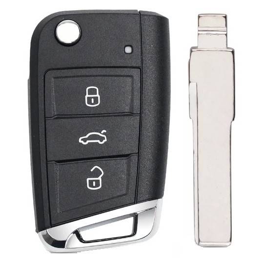 Корпус выкидного ключа VOLKSWAGEN MQB 3 кнопки HU-HAA HU66, с лого — для бизнеса и офиса