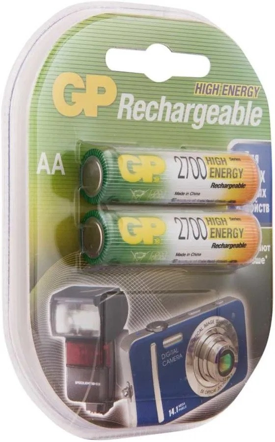 Перезаряжаемые аккумуляторы GP 270AAHC AA, емкость 2650 мАч - 2 шт. в клемшеле GP 270AAHC AA (4891199077746)