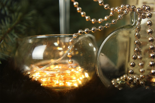 Гирлянда Гирлянда 100LED 3АА, 8 режимов, 10 м, медь, теплый белый