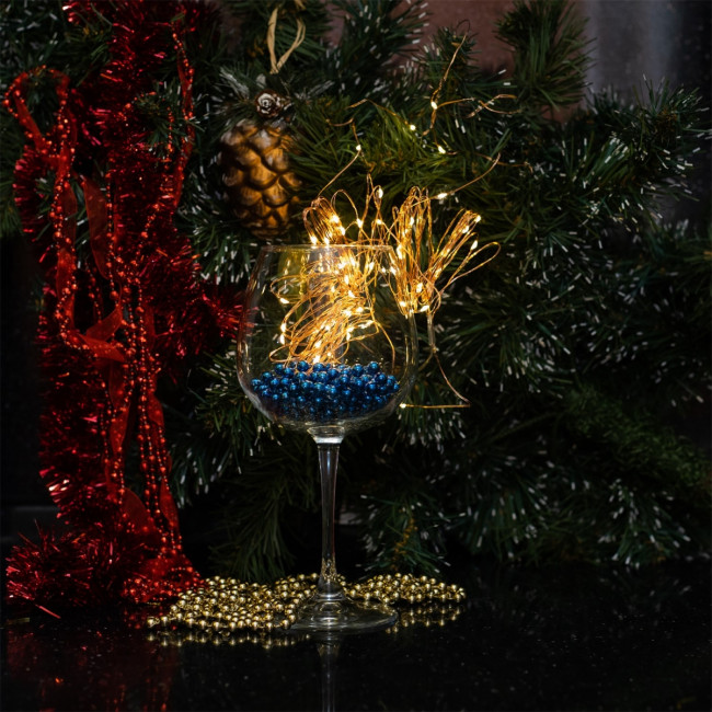 Гирлянда Гирлянда 100LED 3АА, 8 режимов, 10 м, медь, теплый белый