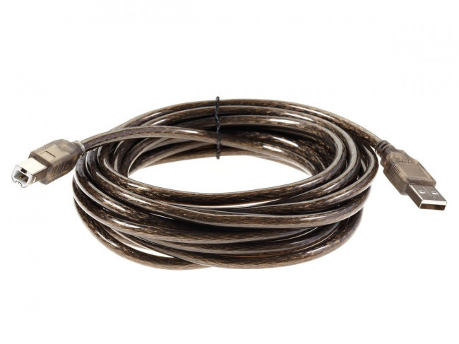 Кабель USB2.0 AM/BM 5m прозрачная изоляция Telecom (VUS6900T-5M) Telecom USB 2.0 Type-AM - USB 2.0 Type-BM 5м