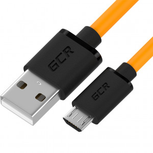 GCR QC Кабель 0.15m MicroUSB, быстрая зарядка, оранжевый TPE, черные коннекторы, 28/22 AWG, GCR-53284 Кабель Greenconnect 0.15 м (GCR-53284)