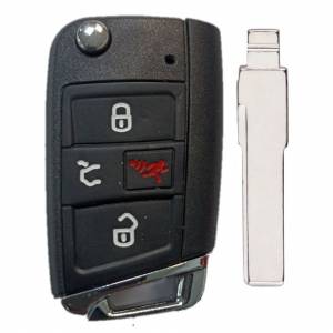 Корпус выкидного ключа VOLKSWAGEN MQB 3+1 кнопки HU-HAA HU66, с лого