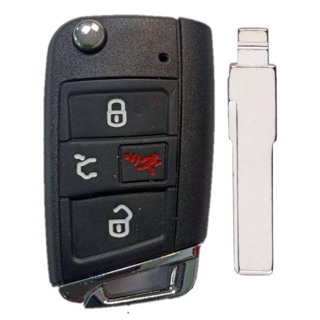 Корпус выкидного ключа VOLKSWAGEN MQB 3+1 кнопки HU-HAA HU66, с лого — для бизнеса и офиса