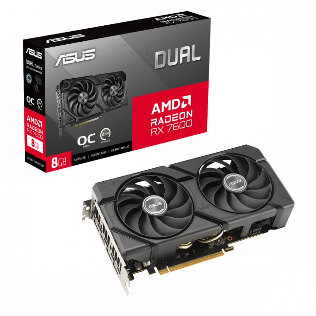 Видеокарта ASUS DUAL-RX7600-O8G-EVO — для бизнеса и офиса Видеокарта ASUS DUAL-RX7600-O8G-EVO — для бизнеса и офиса