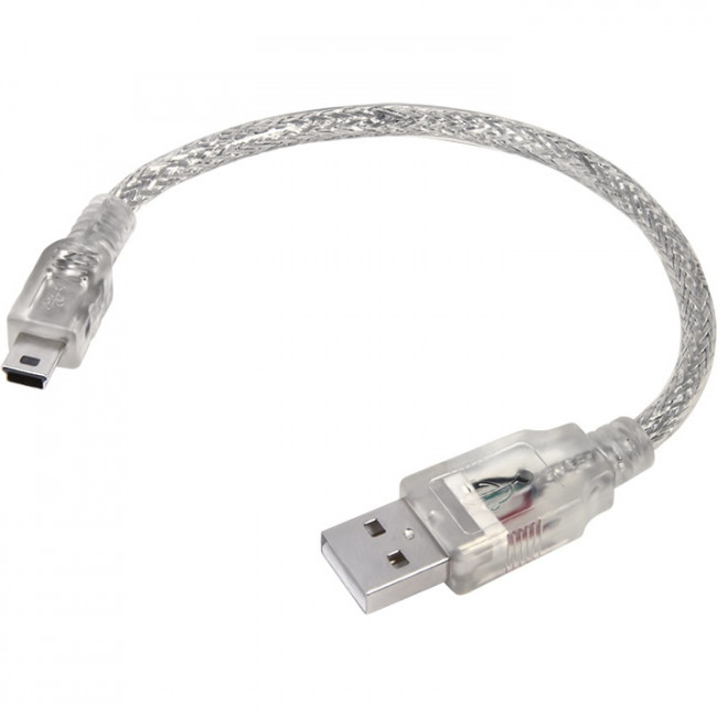 GCR Кабель 0.5m USB 2.0, AM/mini 5P, прозрачный, 28/28 AWG, экран, армированный, морозостойкий, GCR-UM1M5P-BB2S-0.5m Кабель Greenconnect 0.5 м (GCR-UM1M5P-BB2S-0.5m) — для бизнеса и офиса