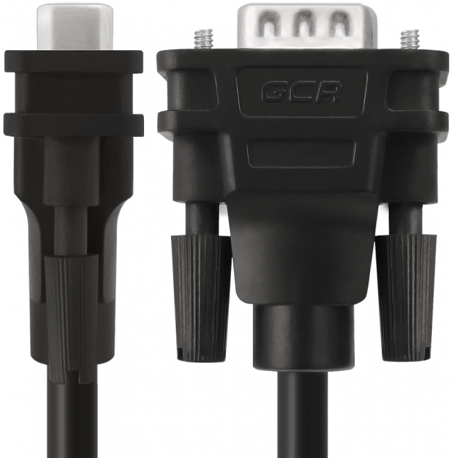 Greenconnect Кабель SVGA 5.0m чёрный, ферритовые кольца, OD8.0mm. 15M / 15M Premium, 28/28 AWG, двойной экран, GCR-51862 Greenconnect VGA (m) - VGA (m) 5м