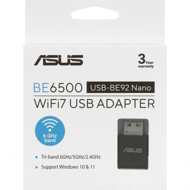 Адаптер ASUS USB-BE92 Nano ASUS 90IG09H0-MO0B10 — для бизнеса и офиса