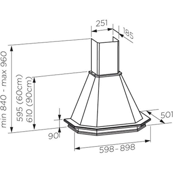 Вытяжки JET AIR Вытяжка настенная JET AIR ASPEN WH/A/90 FRASSINO-PRF0157842