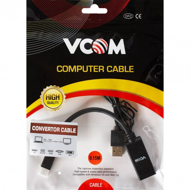 Кабель-переходник HDMI(F) +USB---> miniDP(M) 0.15m  4K*30Hz VCOM<CG497-0.15> Кабель-переходник VCOM HDMI F/Mini DisplayPort M (CG497-0.15M) — для бизнеса и офиса