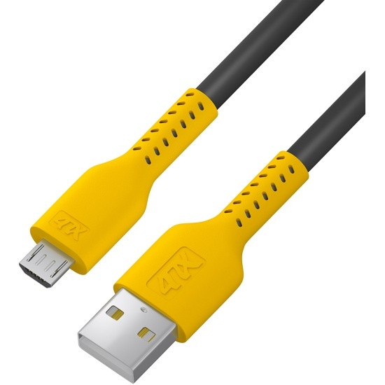 Кабель 1.0m MicroUSB, черный, желтый ПВХ 4PH-R90064