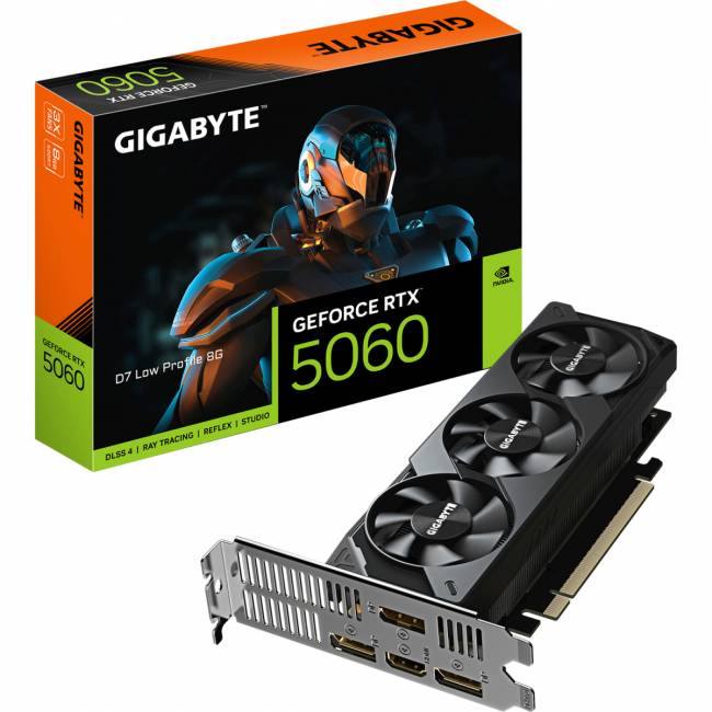 Видеокарта Gigabyte GeForce RTX 5060 D7 Low Profile 8G (GV-N5060D7-8GL) — для бизнеса и офиса