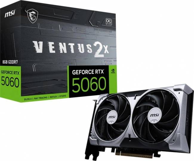 Видеокарты MSI RTX 5060 8G VENTUS 2X OC — для бизнеса и офиса Видеокарты MSI RTX 5060 8G VENTUS 2X OC — для бизнеса и офиса