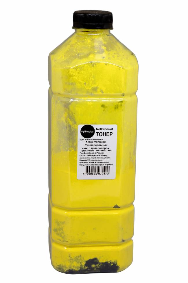 Тонер NetProduct Универсальный для Xerox Versalink, хим. с девелопером, Y, 500 г, канистра — для бизнеса и офиса