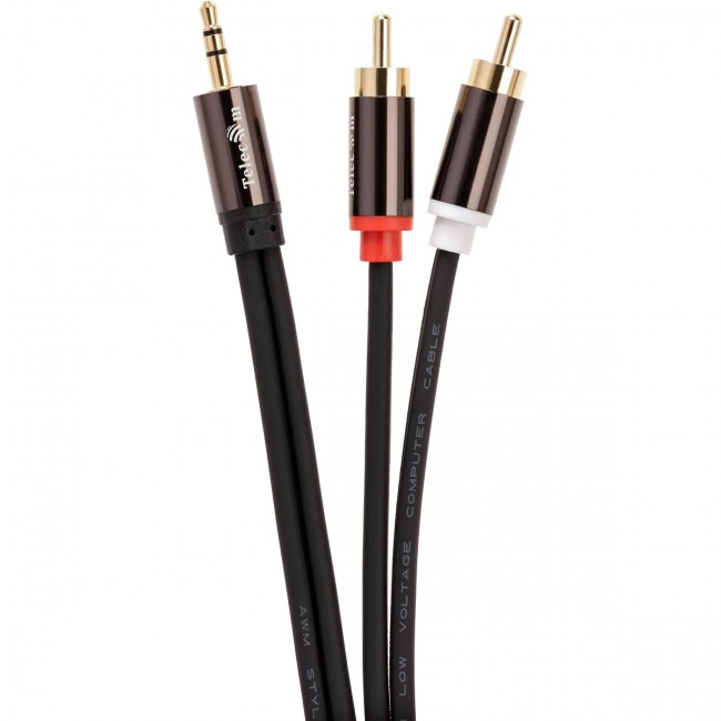 Кабель соединит 3.5 Jack (M) - 2xRCA (M), 1.5м Telecom PRO <TAV7183M-1.5M> Кабель-переходник Telecom 2 x RCA M/Jack 3.5 mm F (TAV7183M-1.5M)