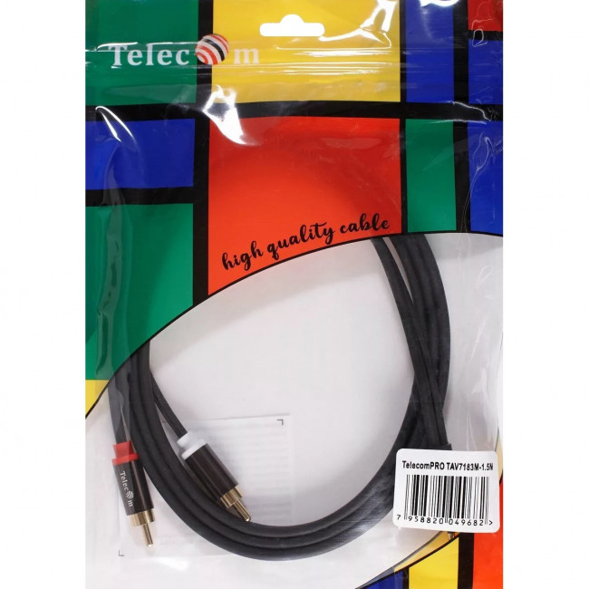 Кабель соединит 3.5 Jack (M) - 2xRCA (M), 1.5м Telecom PRO <TAV7183M-1.5M> Кабель-переходник Telecom 2 x RCA M/Jack 3.5 mm F (TAV7183M-1.5M)
